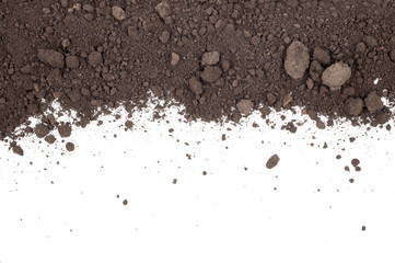 Scattered soil on a white background