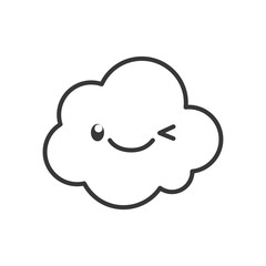 Kawaii cloud cartoon line style icon vector design