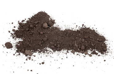 Scattered soil on a white background