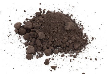 Scattered soil on a white background