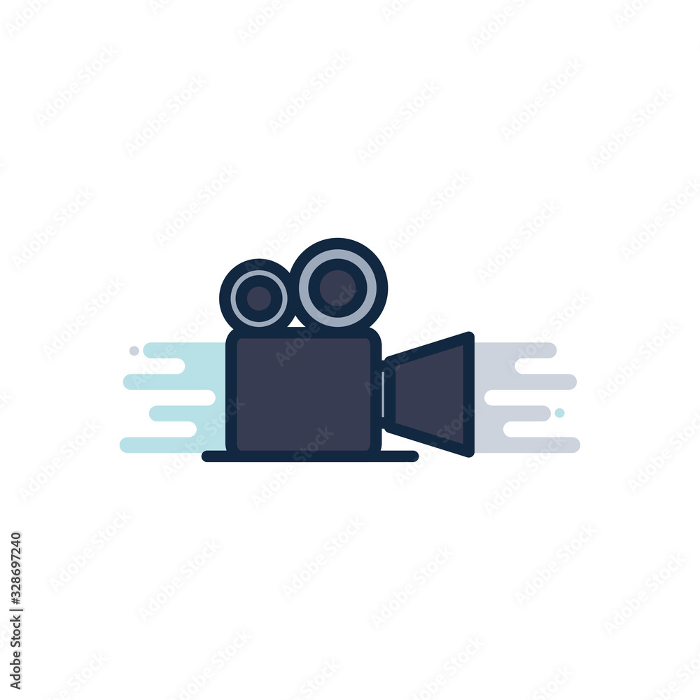 Poster videocamera line fill block style icon vector design