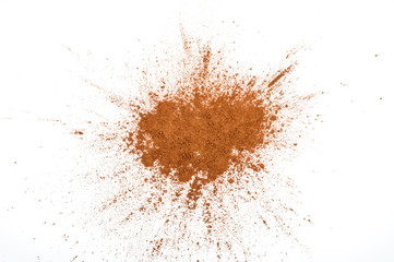 Fototapeta na wymiar Pile cocoa powder on white background