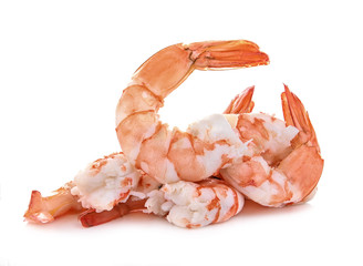 Shrimps on a white background. Seafood
