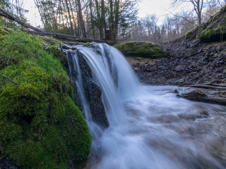 View of forest waterfall, deep forest waterfall landscape.