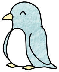 立っているペンギンのイラスト(色鉛筆風)