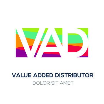 Creative colorful logo , VAD mean (value added distributor) .