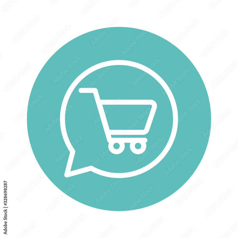 Canvas Prints Isolated shopping cart inside bubble line and block style icon vector design