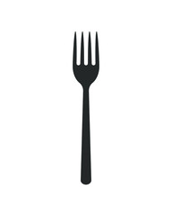 Fork icon logo. Simple flat shape sign. Restaurant cafe kitchen diner place menu symbol. Vector illustration image. Black silhouette isolated on white background.