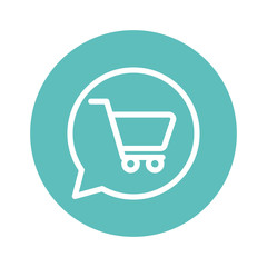 Isolated shopping cart inside bubble line and block style icon vector design