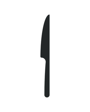 Knife icon logo. Simple flat shape sign. Restaurant cafe kitchen diner place menu symbol. Vector illustration image. Black silhouette isolated on white background.