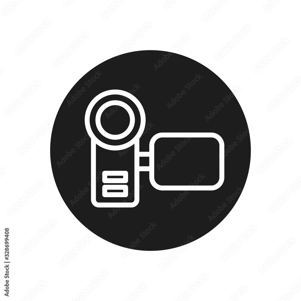 Poster videocamera line block style icon vector design