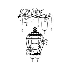 hand drawn wedding birdcage decoration