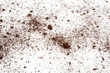 Fototapeta na wymiar Scattered soil on a white background