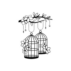 hand drawn wedding birdcage decoration