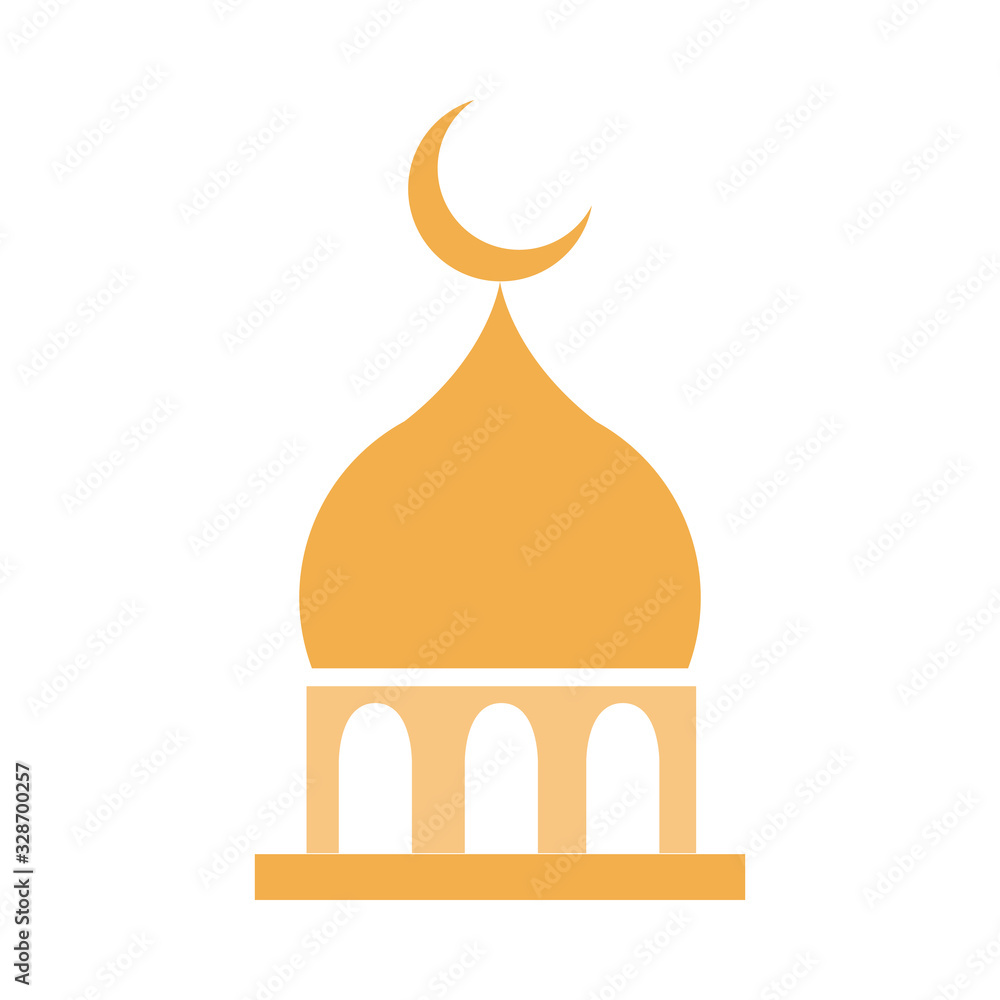 Wall mural mosque moon temple ramadan arabic islamic celebration tone color icon