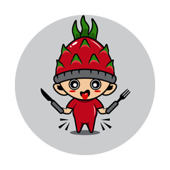 Dragonfruit mascot cute character activity illustration