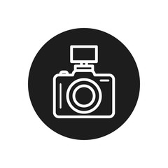 camera device with flash line block style icon vector design