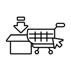 shopping cart, online purchases on white background