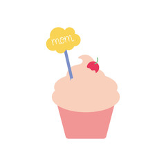 mom label inside cupcake flat style icon vector design