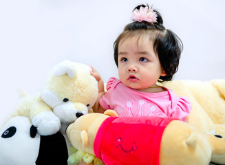 cute baby girl in a pink dress