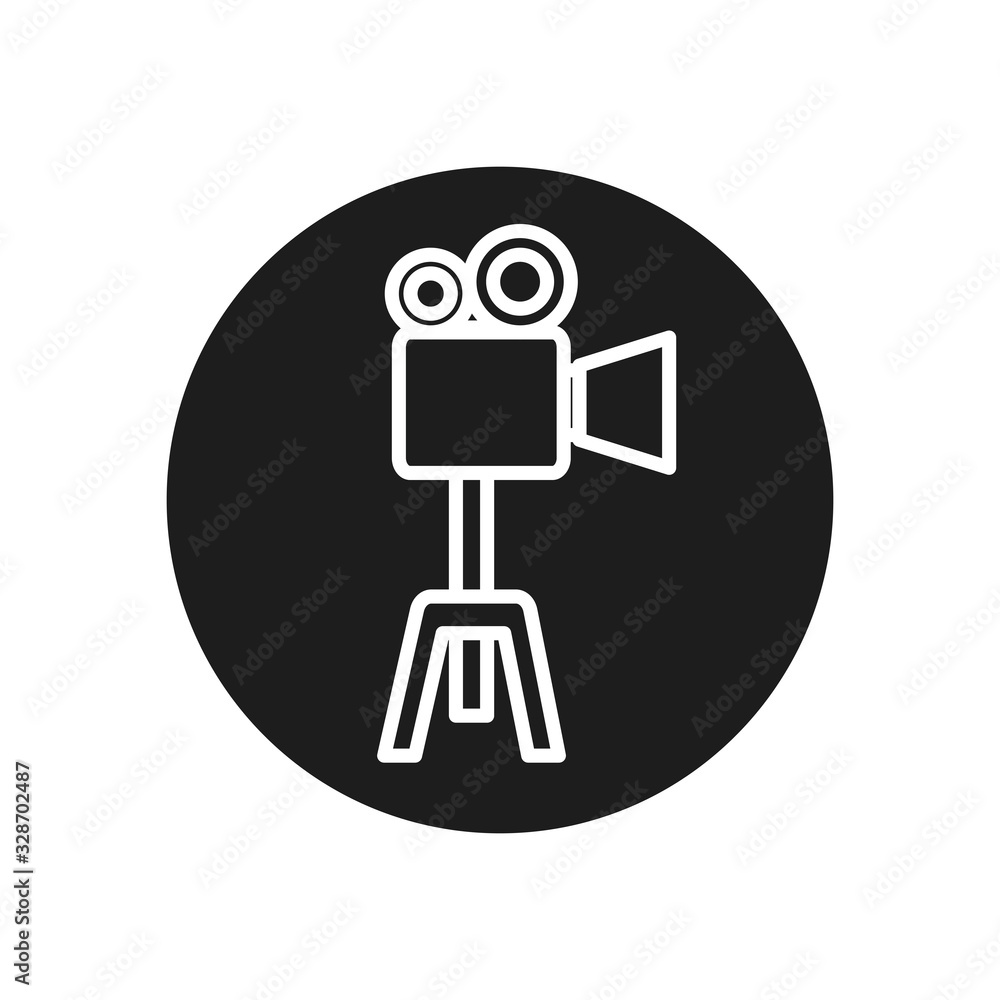 Poster videocamera line block style icon vector design