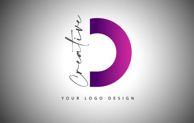 Creative Letter D Logo With Purple Gradient and Creative Letter Cut.