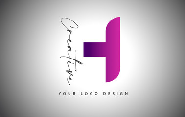 Creative Letter H Logo With Purple Gradient and Creative Letter Cut.