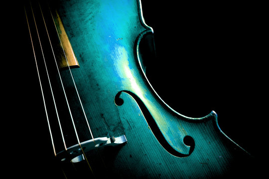 Cello in Aqua Menthe with a copy-space for text. Blue cello.