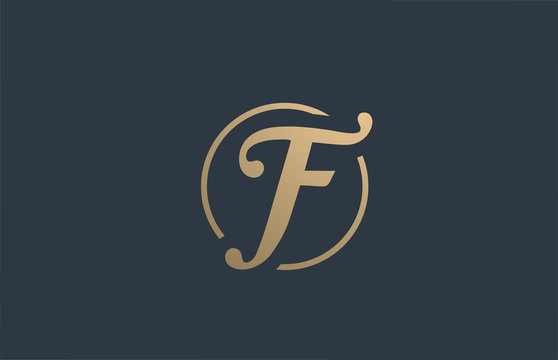 gold golden yellow alphabet letter F logo icon design for business company