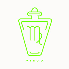 Zodiac signs in potion bottles symbols. Star sign art deco design set. Isolated minimalistic line art logo designs. Mysticism, star signs and astrology.