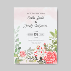 beautiful floral vector wedding invitation card