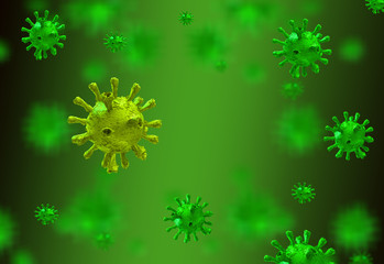 virus green coronavirus covid-19 blood - 3d rendering