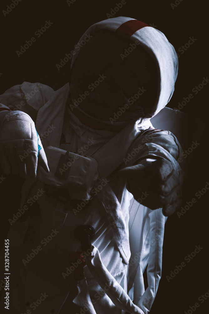 Wall mural astronaut leaving earth. searching for a new home for humanity. concept about science and nature. lo