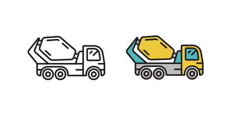 Cement mixer icon. Vector illustration in flat style.