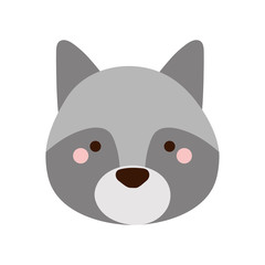 Cute wolf cartoon flat style icon vector design