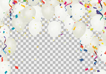 Many Falling variety of colors and white balloons party  background. celebration