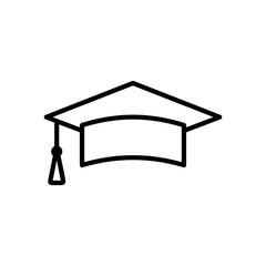 Education icon isolated on white background. Graduation cap icon. Graduate. Students cap