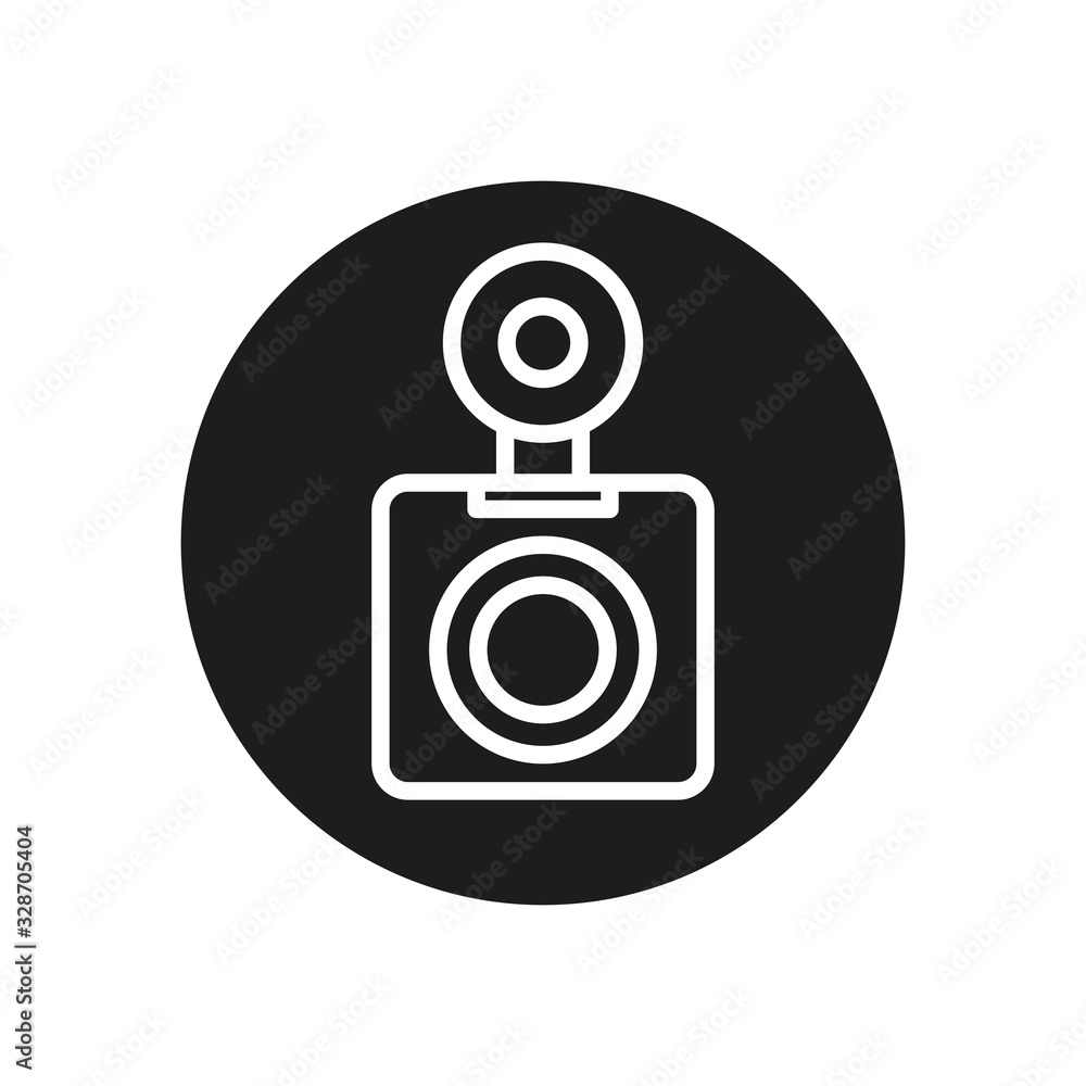 Wall mural camera device with flash line block style icon vector design