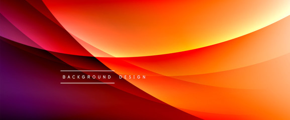 Wave liquid style lines with shadows and light on gradient background. Trendy simple fluid color gradient abstract background with dynamic straight shadow line effect