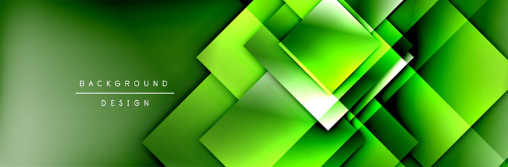 Fototapeta premium Square shapes composition geometric abstract background. 3D shadow effects and fluid gradients. Modern overlapping forms