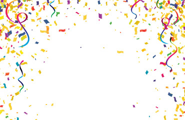 Colorful confetti isolated on white background , Sale Golden Foil Texture. Childrens Foil Confetti Border.