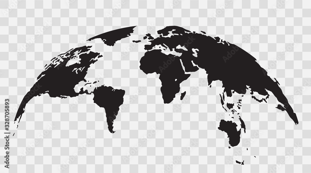 Poster world map globe isolated on white background - stock vector.