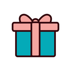 Gift with bowtie line and fill style icon vector design