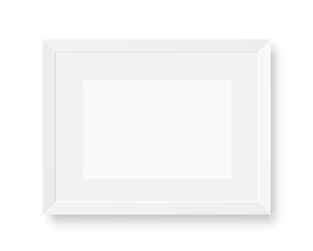 White realistic picture frame - stock vector.