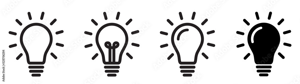 Wall mural lamp line icon set. idea lamp icon collection. flat style - stock vector.