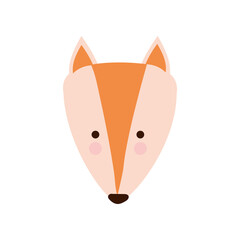 Cute fox cartoon flat style icon vector design