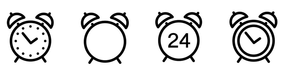 Alarm clock icon. Line style - stock vector. - obrazy, fototapety, plakaty