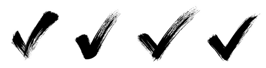 Check mark. Black grunge check mark. Hand drawn check signs isolated on white background. Checklist marks set - stock vector. © Comauthor