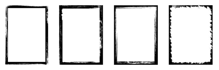 Grunge frame. Vector grunge borders. Created with a brush. Border set. Grunge frames and Corners. Frames vector collection - stock vector. - obrazy, fototapety, plakaty