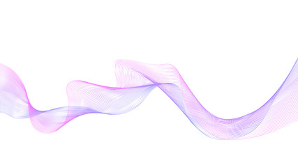 Abstract vector background with colored dynamic wave. Geometric abstract wavy lines background. Vector illustration. Purple wave on white backdrop